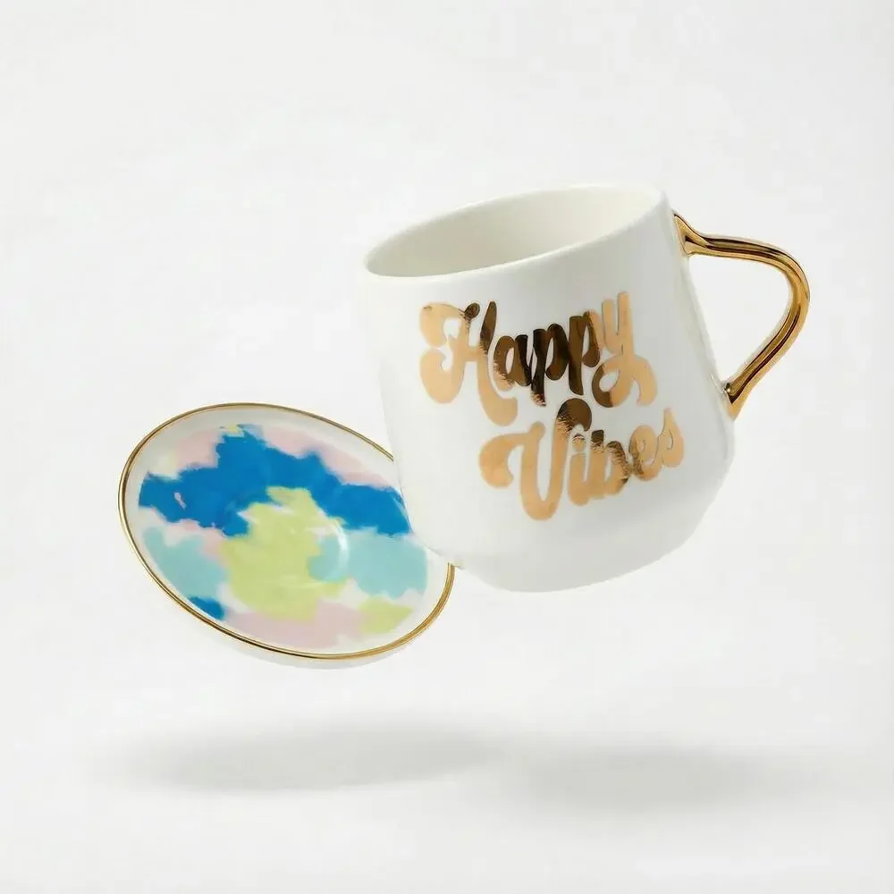 Happy Vibes Mug & Coaster Lid in Groovy Tie-Dye